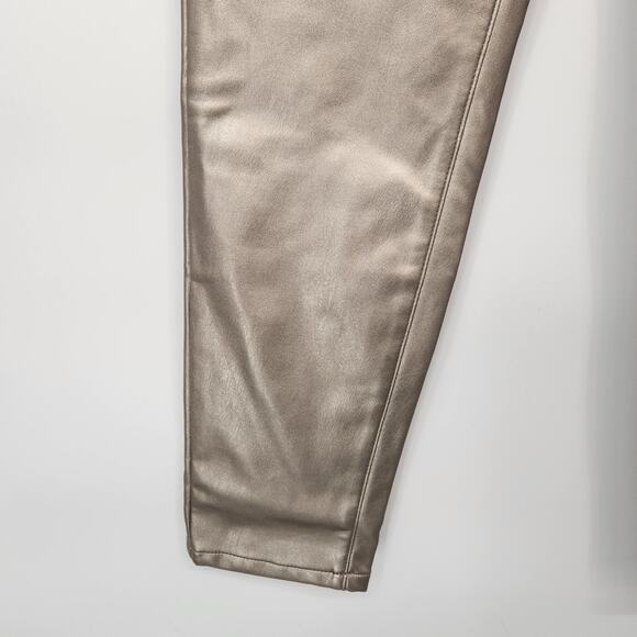 NWT Express Champagne Faux Leather Metallic High Rise Skinny Pants Women's 10 - Picture 12 of 13